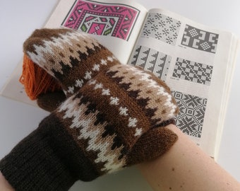 Bernie Sanders wool mittens in warm brown colours, soft and cozy winter gloves for women and men