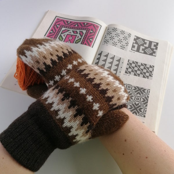 Bernie Sanders wool mittens in warm brown colours, soft and cozy winter gloves for women and men