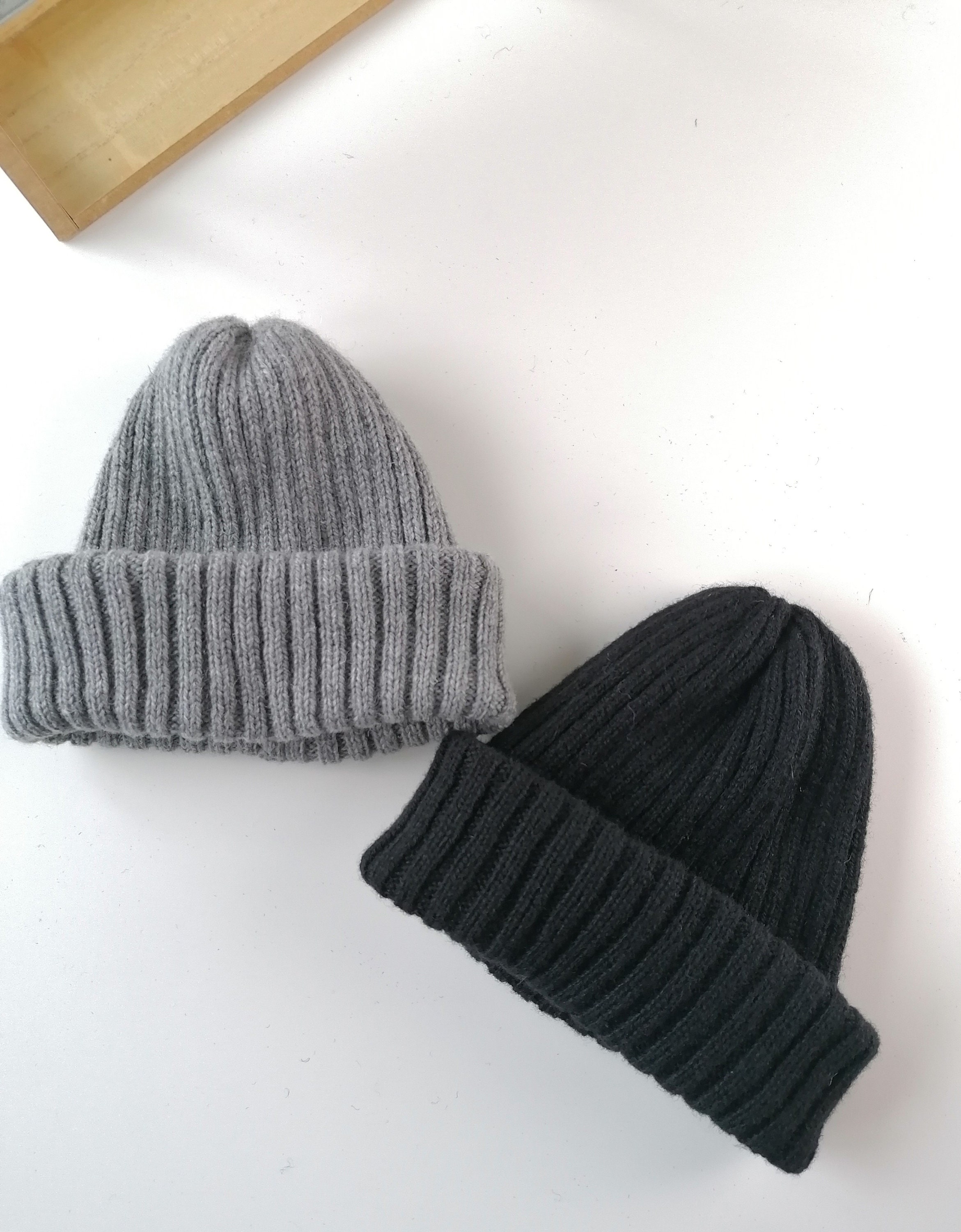 Fisherman Ribbed Beanie, Docker Cap, Unisex Toque Wool Hat, Short Cap ...