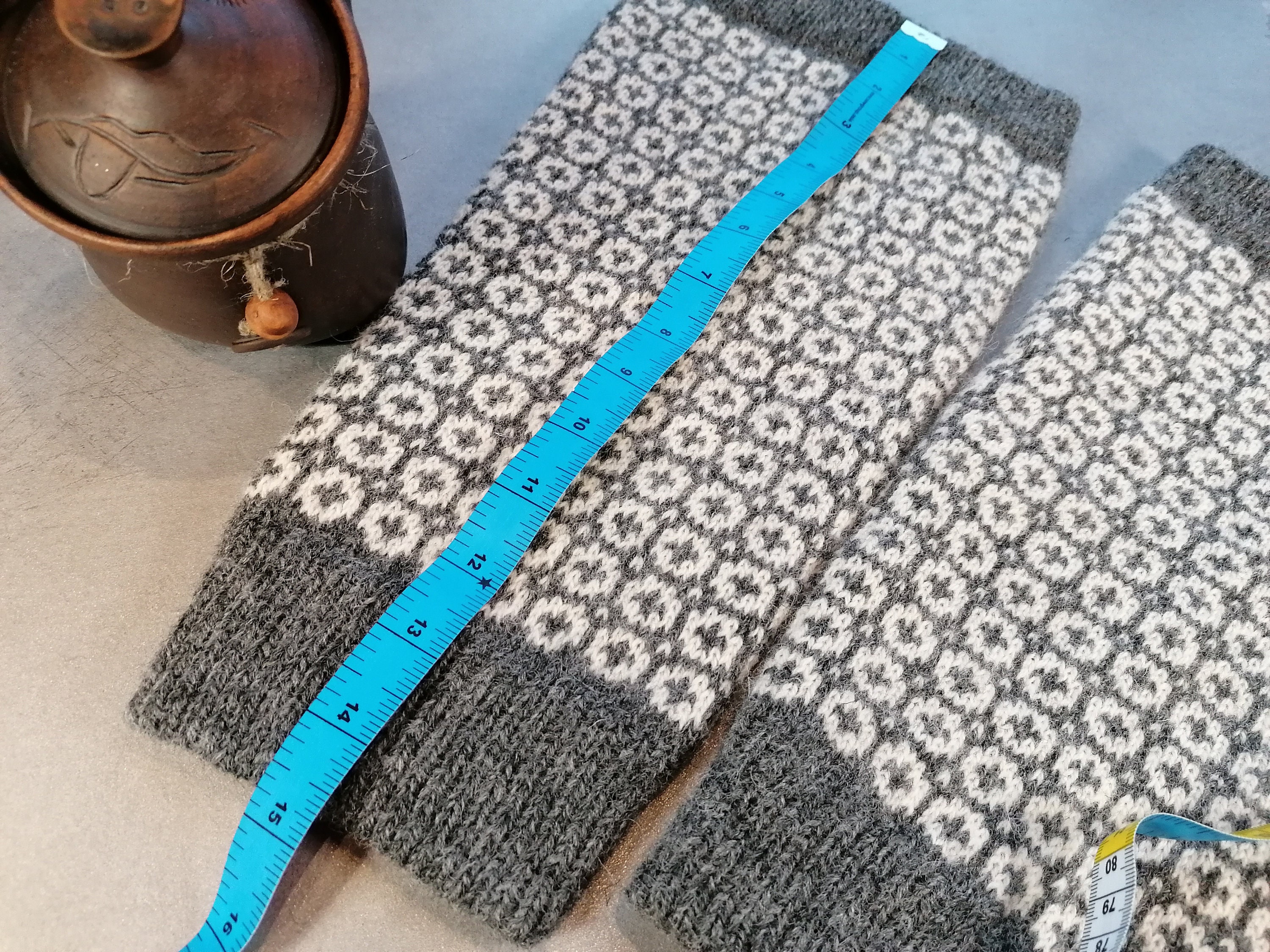 Fair Isle Leg Warmers Finely Wool Knitted Cross Pattern Dark Etsy