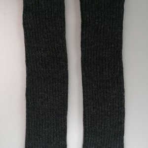 Elegant long ribbed leg warmers for comfort and style, knitted wool leg warmers for a wintertime, unisex model, warm-up garments in winter Black