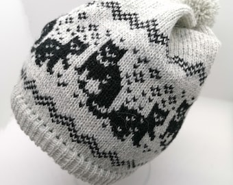 Knitted Wool Cat Hat: Winter Beanie for Cat Lovers