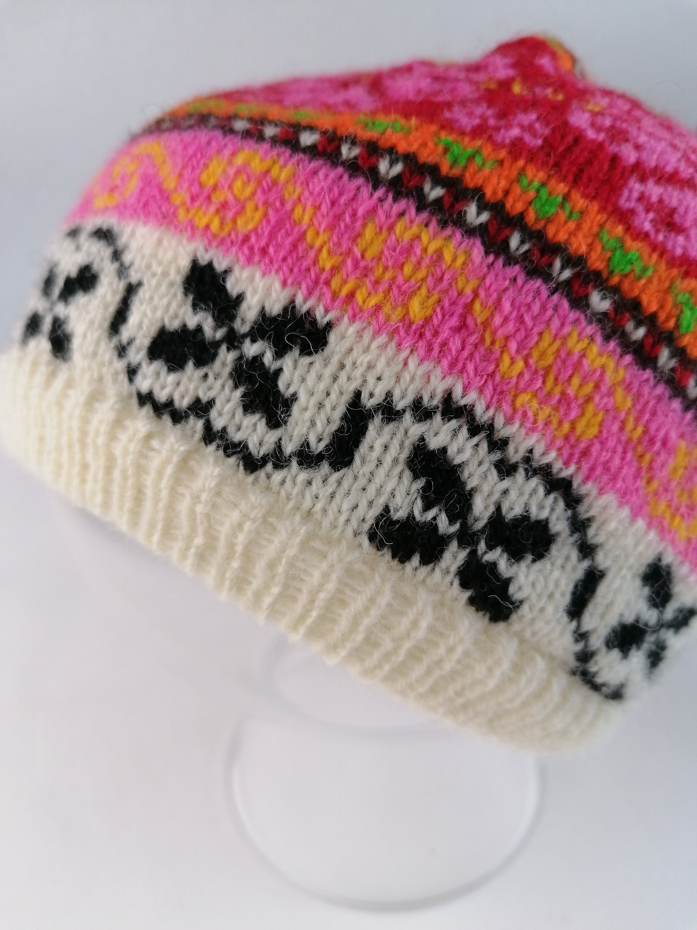 Knitted Lambswool Beanie: Multicolor Muhu Pattern - Etsy Canada
