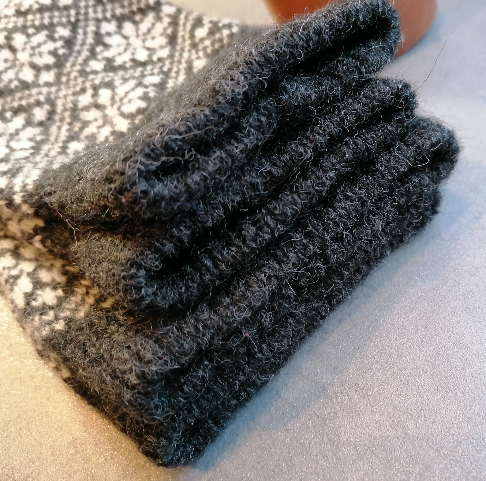 Fair Isle Leg Warmers Finely Knitted Nordic Star Pattern Black Etsy