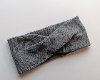 Knitted headband as nice ear warmer, soft wool, twisted turban style