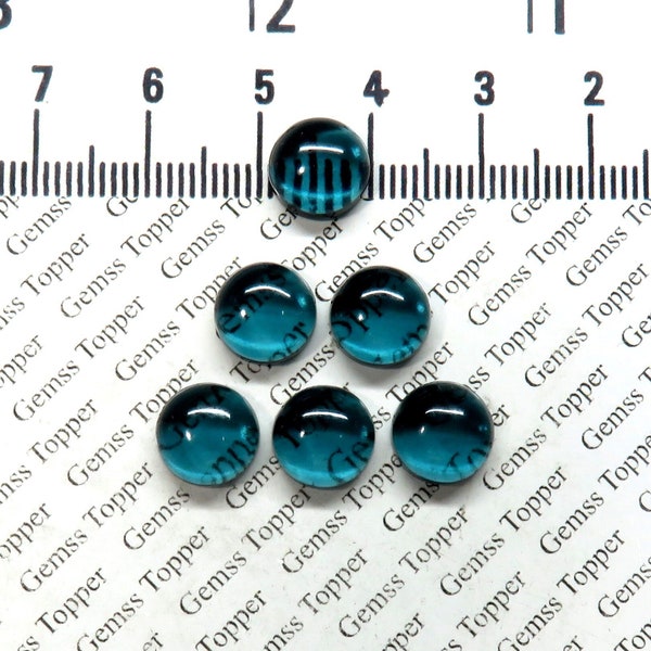 Topacio Azul Londres 7 mm, 8 mm, 9 mm, 10 mm Cabujón Redondo- Calidad AAA para la fabricación de joyas