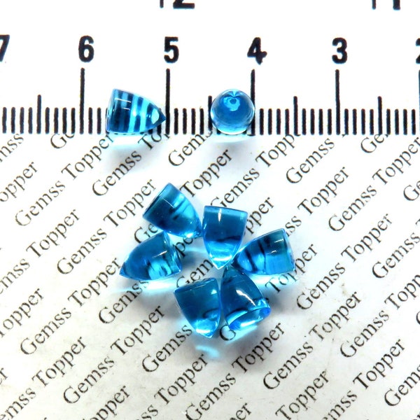 Swiss Blue Topaz 3x5 mm, 4x6 mm, 5x7 mm Bullet Cabochon- AAA Quality For Jewelry Making