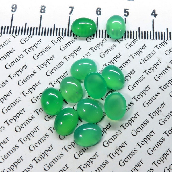 Chrysoprase 6x8 mm, 7x9 mm, 8x10 mm Oval Cabochon- AAA Quality For Jewelry Making