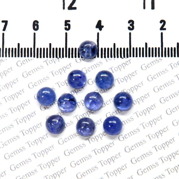 Tanzanite 3 mm, 4 mm, 5 mm, 6 mm Round Cabochon- AAA Quality For Jewelry Making