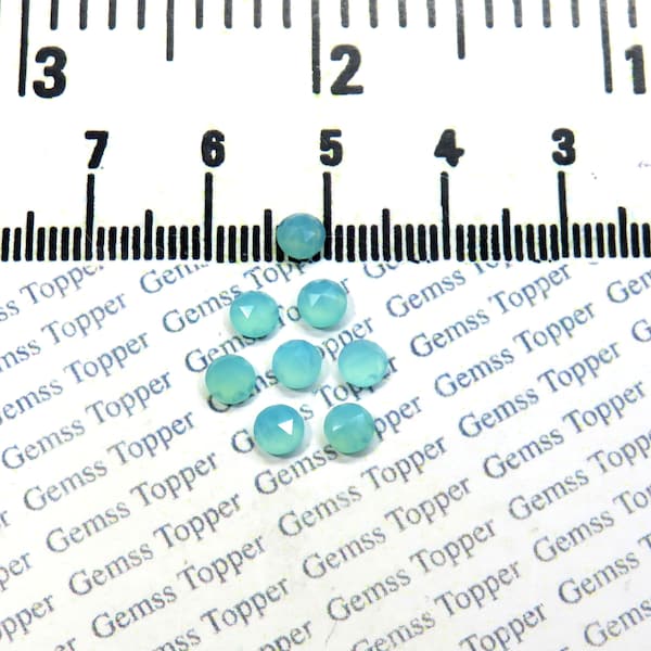 Aqua Chalcedony 3 mm, 4 mm, 5 mm, 6 mm Round Rose Cut- AAA Quality For Jewelry Making