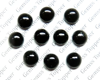 Svart turmalin 3 mm, 4 mm, 5 mm, 6 mm rund cabochon - ädelsten av bästa kvalitet för smyckestillverkning