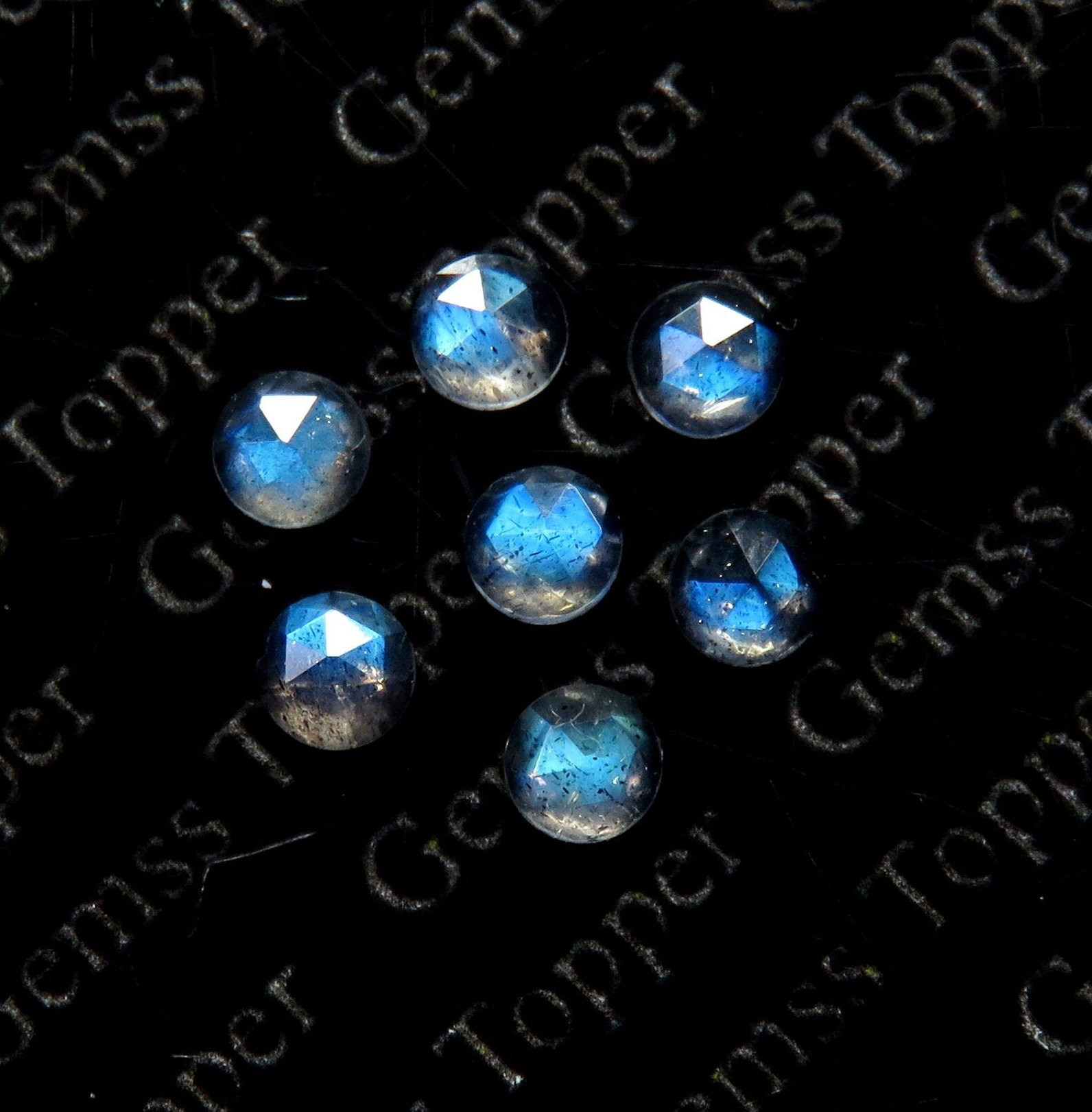 100% Natural Blue Labradorite Round Faceted Cut Cabochon 3MM-10MM Loose Gemstone 