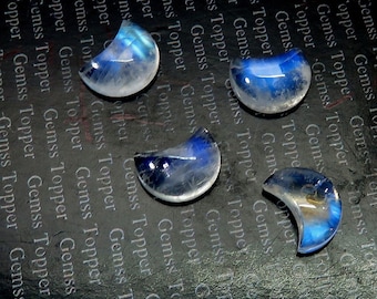 Rainbow Moonstone 8 mm, 10 mm, 12 mm, 14 mm Crescent - AAA Quality For Jewelry Making