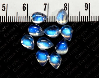 Rainbow Moonstone  5x8 mm, 6x8 mm, 6x9 mm, 7x9 mm Pear Cabochon-AAA Quality  For Jewelry Making