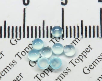 Aqua Chalcedony 3 mm, 4 mm, 5 mm, 6 mm Round Cabochon- AAA Quality For Jewelry Making