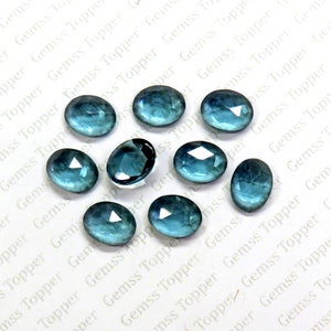 London Blue Topaz 3x5 mm, 4x6 mm, 5x7 mm Oval Rose Cut-AAA Quality Smooth Cabochon For Jewelry Making