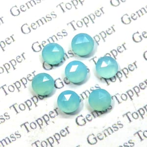 Aqua Chalcedony 7 mm, 8 mm, 9 mm, 10 mm Round Rose Cut - AAA Quality For Jewelry Making
