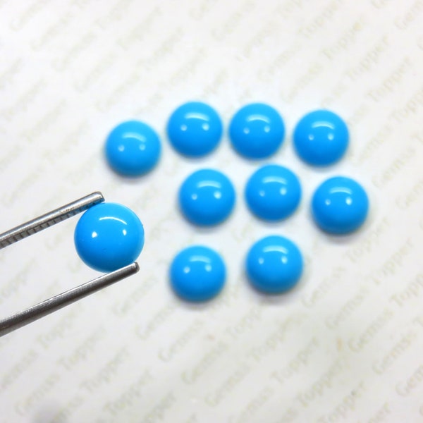 Sleeping Beauty Turquoise 3 mm, 4 mm, 5 mm, 6 mm Round Cabochon- AAA Quality For Jewelry Making