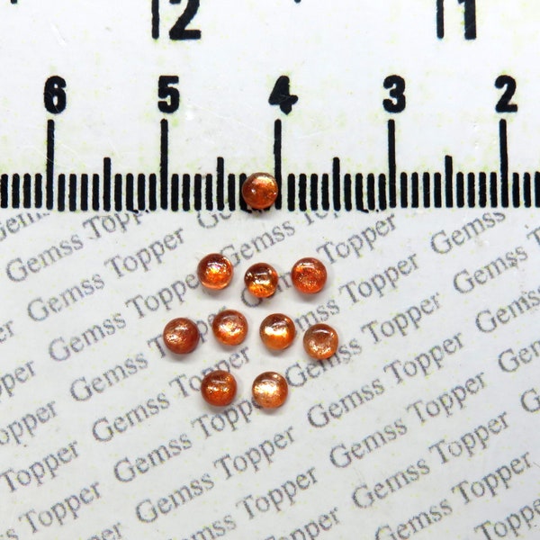 Sunstone 3 mm, 4 mm, 5 mm, 6 mm Round Cabochon- AAA Quality For Jewelry Making