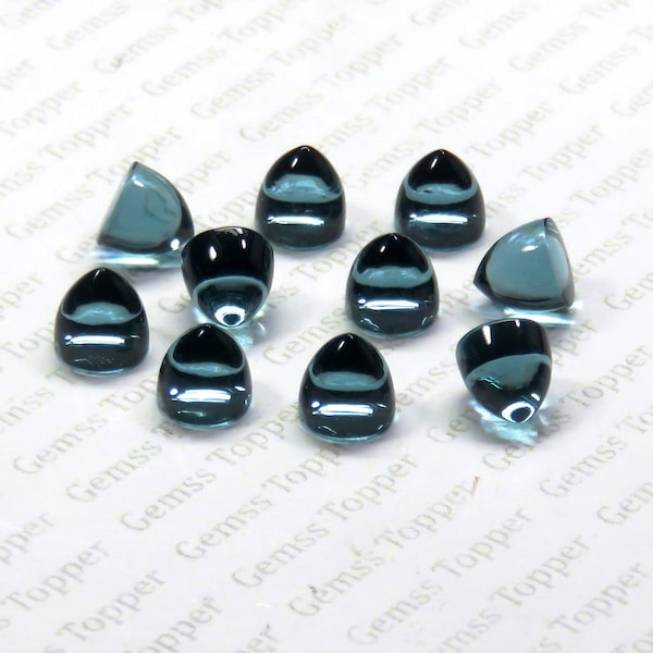 London Blue Topaz 3 mm, 4 mm, 5 mm, 6 mm Bullet Cabochon- AAA Quality For Jewelry Making