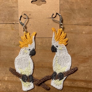 Cockatoo dangle earrings