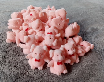 1.25&quot; Vintage Flocked Pink Pig Figurines Price per Item