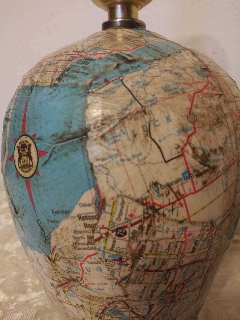 Small Accent Artisan Made Michigan Map 9 Table Lamp