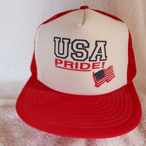 Vintage USA Pride Red and White Snapback Trucker Hat