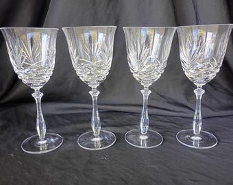4 copas de vino y agua de cristal Noritake Hampton Hall con firma grabada