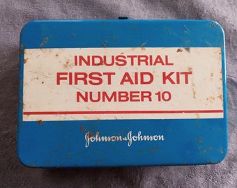 Vtg Johnson and Johnson Industrial Botiquín de primeros auxilios Número 10 Caja