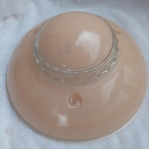 Vtg Art Deco Glass Ceiling Light Fixture Tan Clear Ceiling Shade
