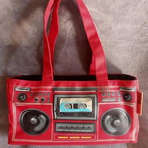 Vtg Y2K Red Parcel Boom Box Bag