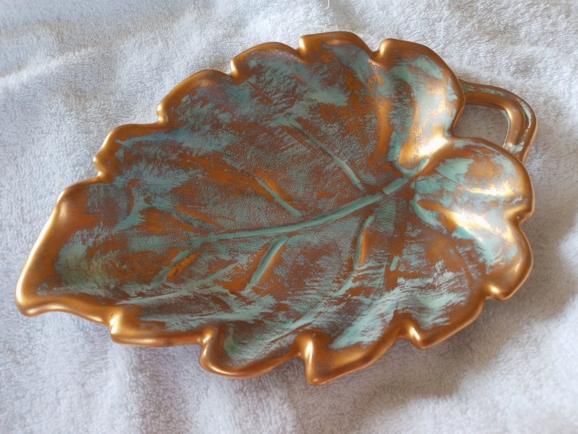 Large Stangl Pottery Antique Gold Leaf Dish 4038 Etsy