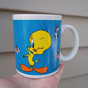 Tasse/Mug Transparent Avec Motifs Titi Et Tweety - Verre, Occasion Mais En Bon état - Idéal Pour Les Fans De Looney Tunes