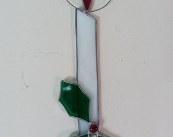 Vintage 12" Stained Glass Christmas Candlestick