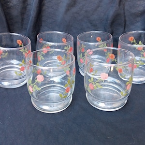 Set of 6 Libbey Rose Bud Vintage Juice Glasses