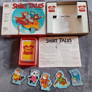 Juego de cartas vintage Milton Bradley Shirt Tales, década de 1980 (falta una carta)