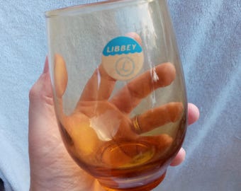Set of Six (6) Libbey Tempo Amber Gold Tumblers Honey Gold, Smokey Amber 5"