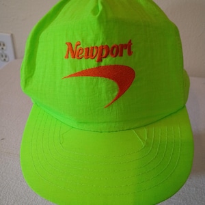 Vtg Newport Cigarettes Snap Back Hat Fluorescent Green Neon Mens 90s