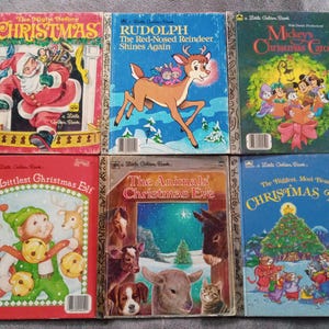Lot of Six (6) Vintage Little Golden Books Christmas Themed Children&#39;s Books