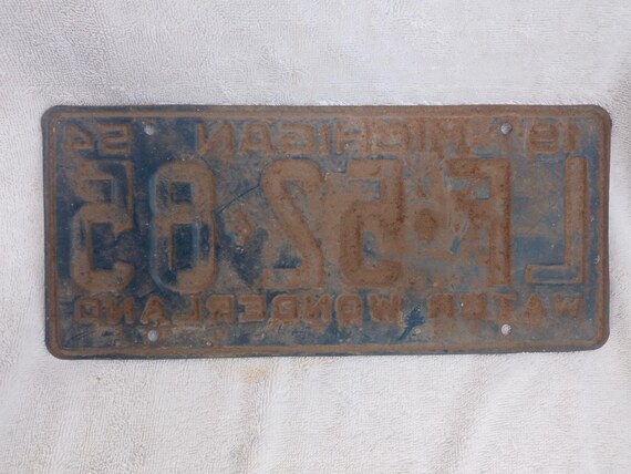 ヴィンテージ 1954 ミシガン ナンバープレート 青と黄色 - Etsy 日本