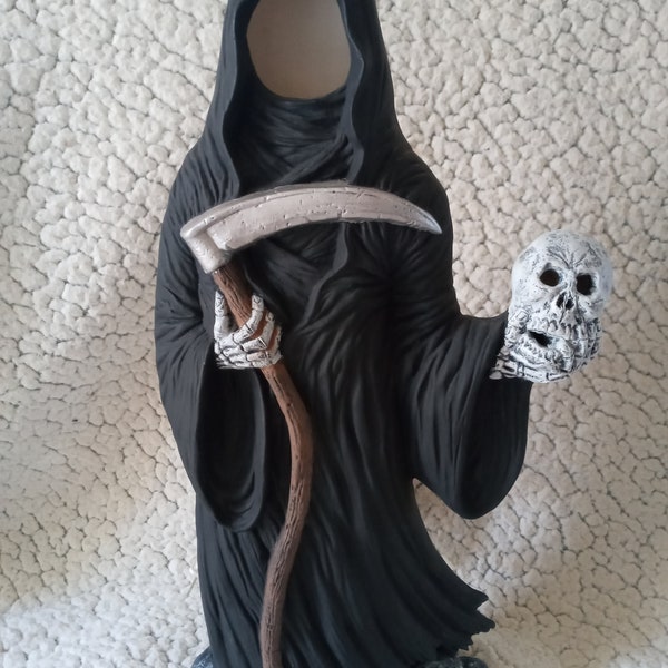 Vintage Ceramic Grim Reaper 15.5" Tall Accent Lamp Halloween Lamp