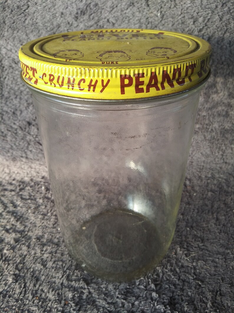Vintage Velvet Peanut Butter Glass Advertising Jar with Lid Etsy