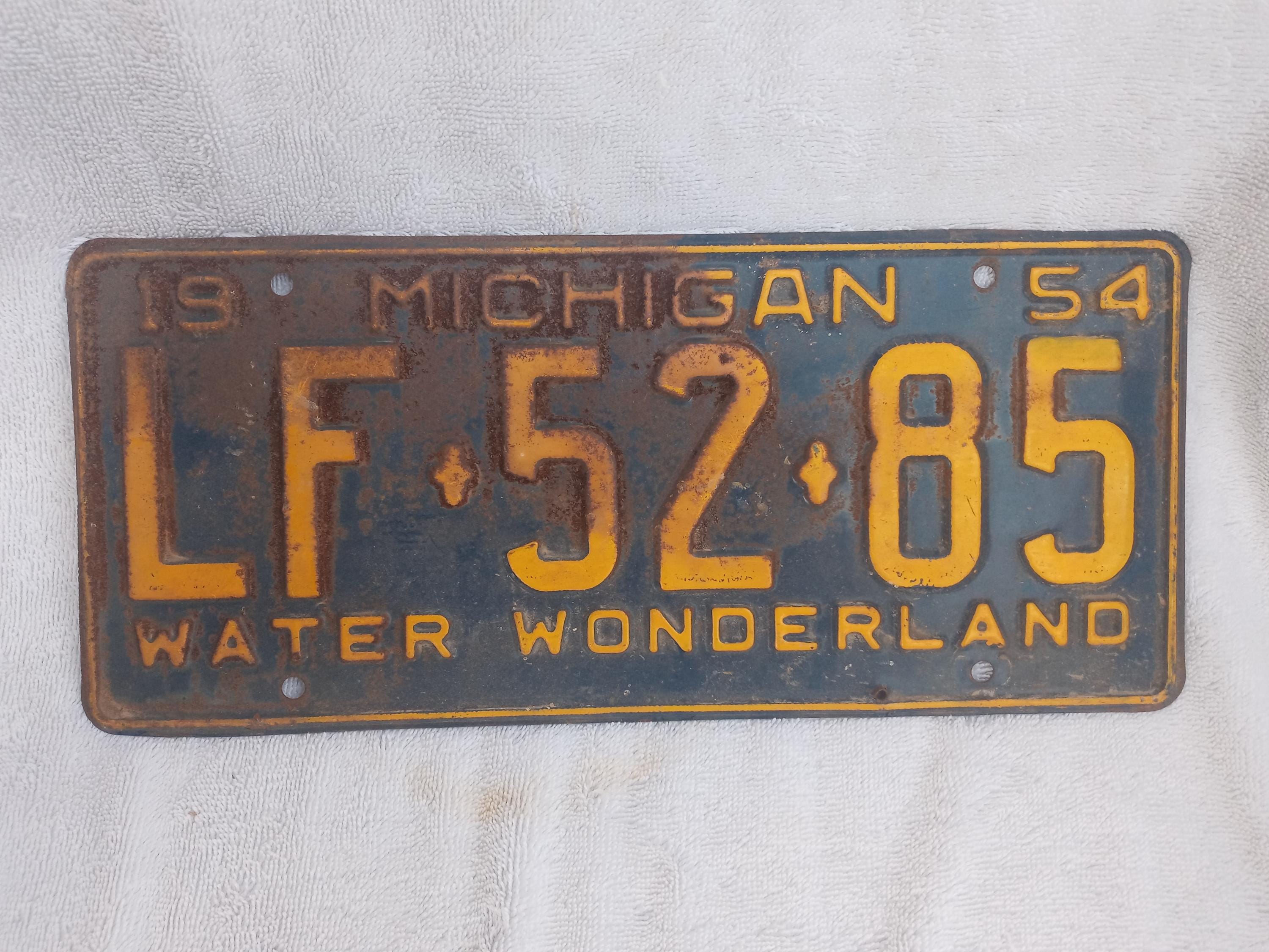 イギリス ヴィンテージ クラシック ナンバープレート ヴィンテージ 1954 ミシガン ナンバープレート 青と黄色 - Etsy 日本