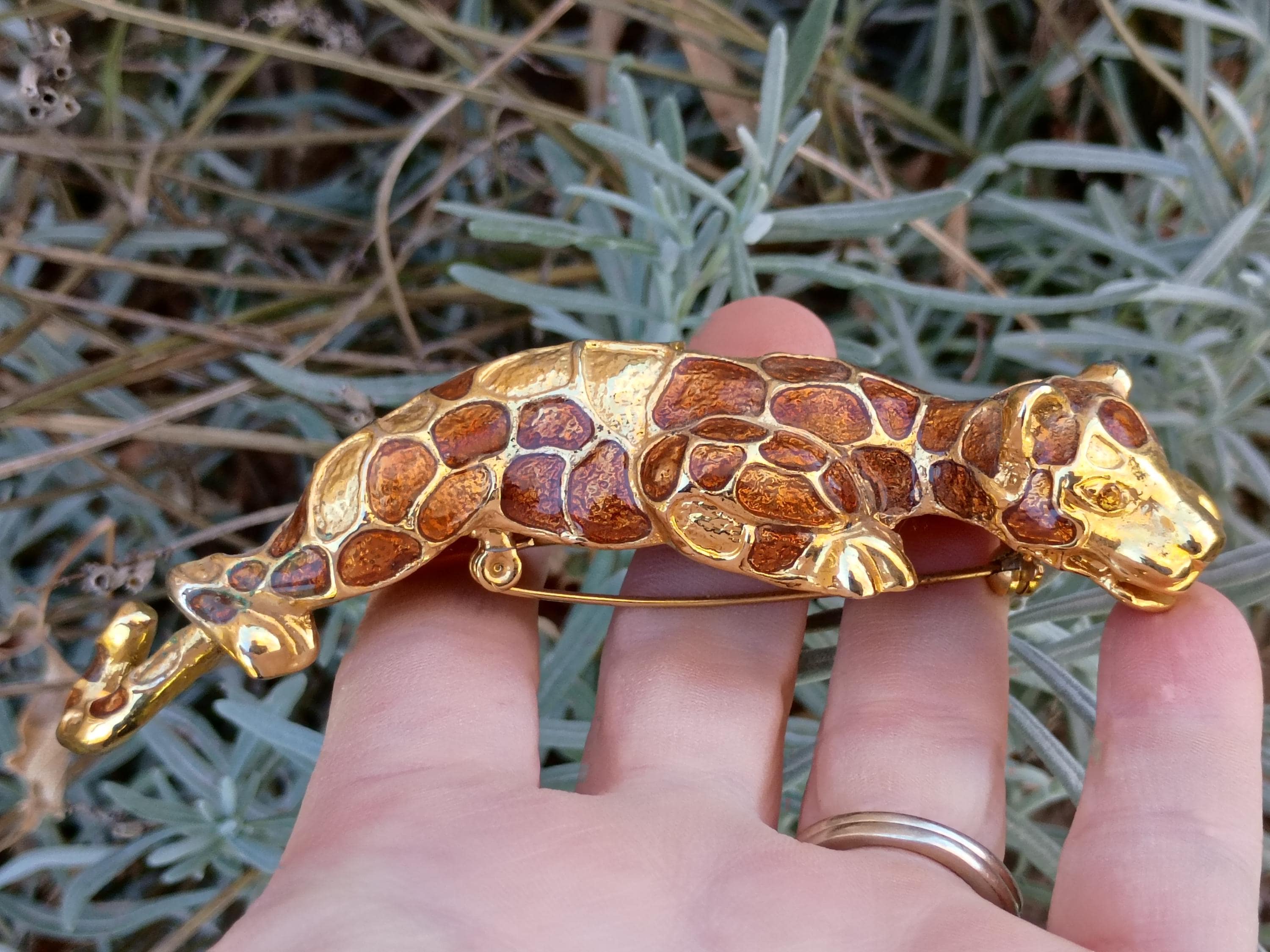 14K Gold Jaguar Brooch Lapel Pin Womens 2ct Diamond Suit Broach 14 Karat Jewelry Tiger main image 2