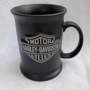 Taza de café de cerámica 3D negra mate con diseño de motocicleta Harley-Davidson