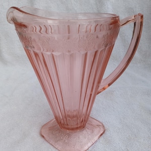 Jeanette Glass Co. Vintage 1932-1934 Pink Depression Pitcher &quot;Adam Pattern&quot;