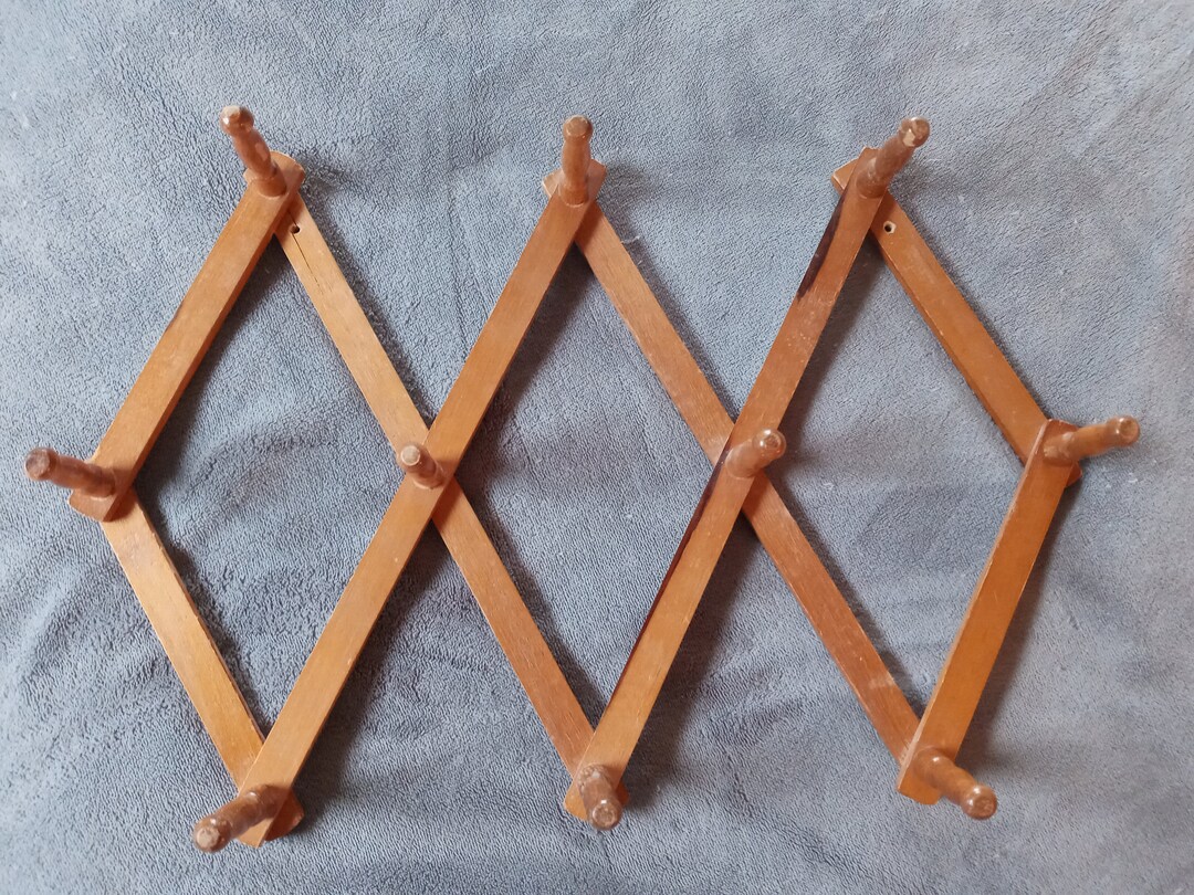 Vtg Wooden Expandable Hangers Wall Mounted Etsy