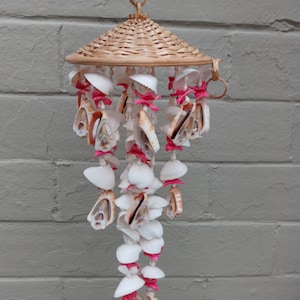 Vintage 17&quot; Hanging Shell Chandelier Shell Wind Chime BoHo Decor