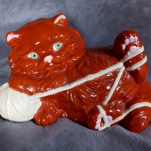 Vintage Hobbyist Orange Cat Figure Statue 11&quot; Long Hand Painted
